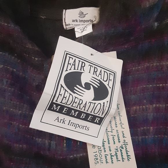 NWT Ark Imports Fairtrade Boho Fringe Poncho Purple/Blue/Green-Women's One Size - Picture 7 of 11